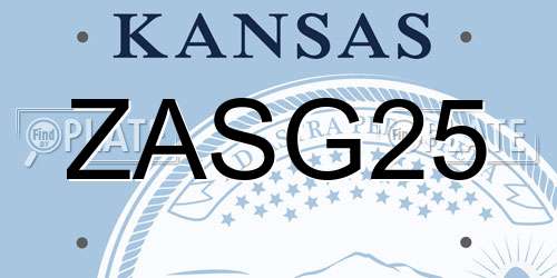ZASG25 Kansas License Plate