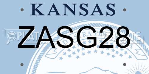 ZASG28 Kansas License Plate