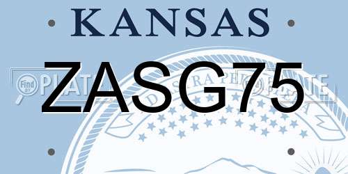 ZASG75 Kansas License Plate