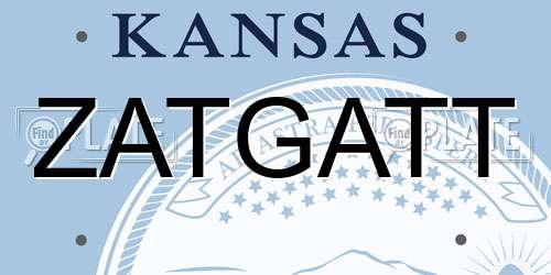 ZATGATT Kansas License Plate
