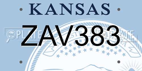 ZAV383 Kansas License Plate