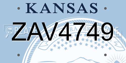 ZAV4749 Kansas License Plate