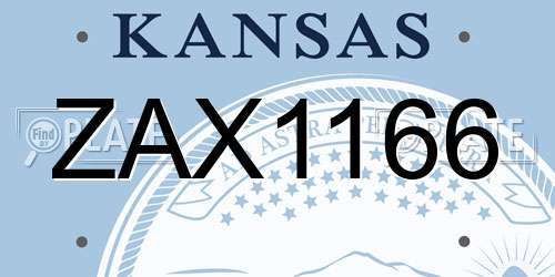ZAX1166 Kansas License Plate