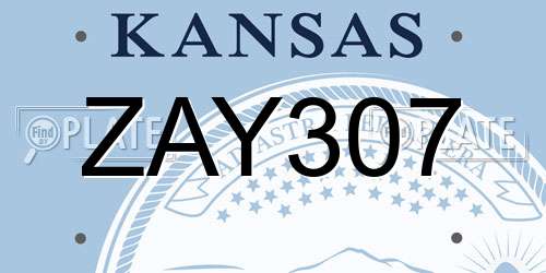 ZAY307 Kansas License Plate