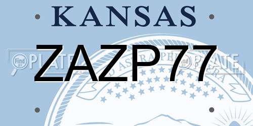ZAZP77 Kansas License Plate