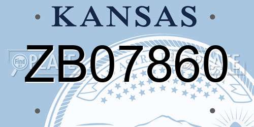 ZB07860 Kansas License Plate