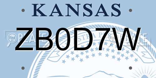 ZB0D7W Kansas License Plate