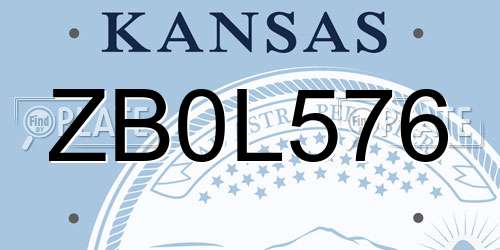 ZB0L576 Kansas License Plate