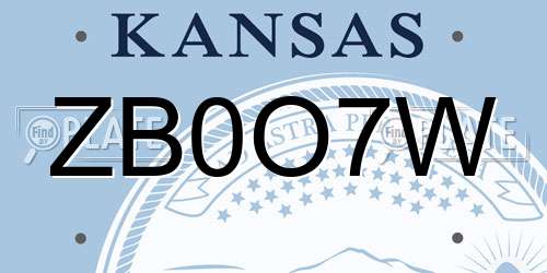 ZB0O7W Kansas License Plate