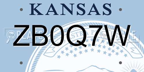 ZB0Q7W Kansas License Plate