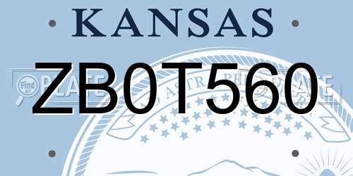ZB0T560 Kansas License Plate