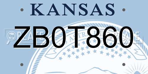 ZB0T860 Kansas License Plate
