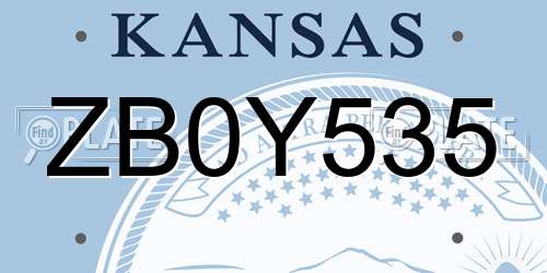 ZB0Y535 Kansas License Plate