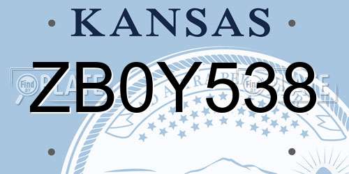 ZB0Y538 Kansas License Plate