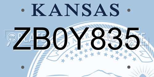 ZB0Y835 Kansas License Plate