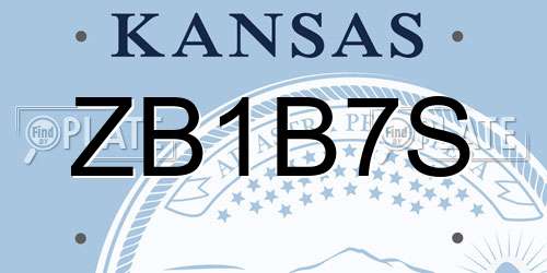 ZB1B7S Kansas License Plate