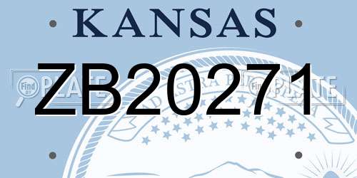 ZB20271 Kansas License Plate