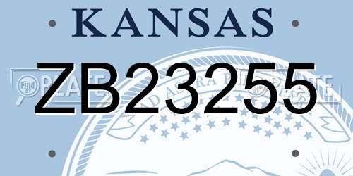 ZB23255 Kansas License Plate