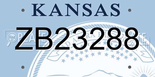 ZB23288 Kansas License Plate