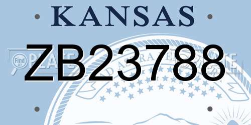 ZB23788 Kansas License Plate