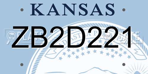 ZB2D221 Kansas License Plate