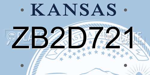 ZB2D721 Kansas License Plate