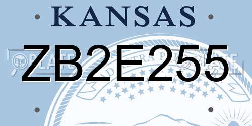 ZB2E255 Kansas License Plate
