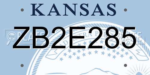 ZB2E285 Kansas License Plate