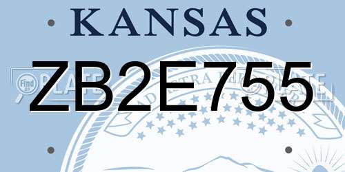 ZB2E755 Kansas License Plate