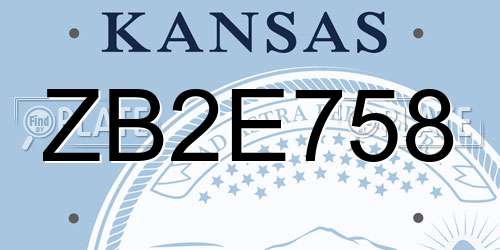 ZB2E758 Kansas License Plate