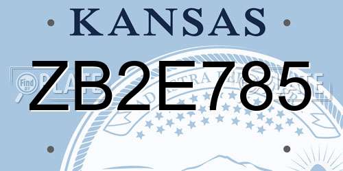 ZB2E785 Kansas License Plate