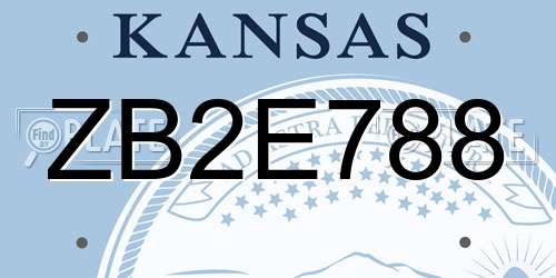 ZB2E788 Kansas License Plate