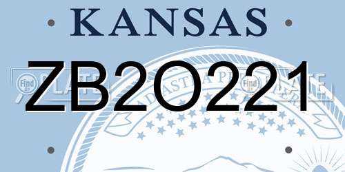 ZB2O221 Kansas License Plate