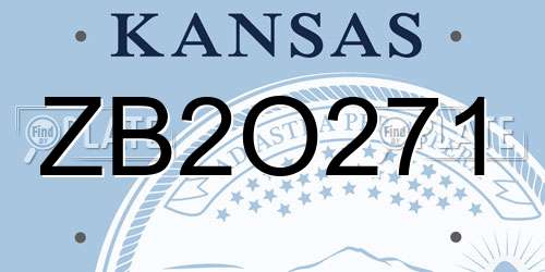 ZB2O271 Kansas License Plate