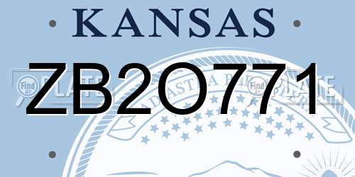 ZB2O771 Kansas License Plate