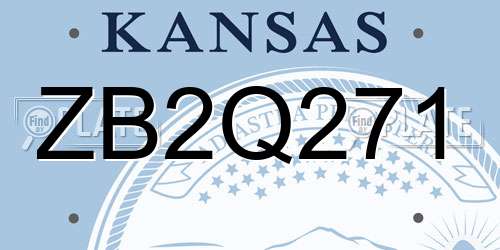ZB2Q271 Kansas License Plate