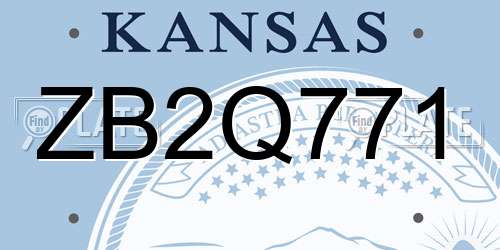 ZB2Q771 Kansas License Plate
