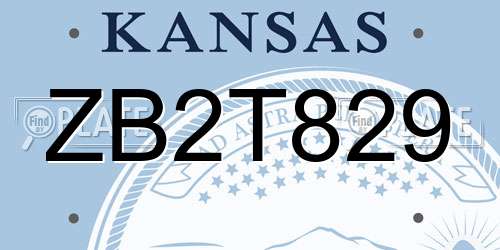 ZB2T829 Kansas License Plate