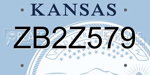 ZB2Z579 Kansas License Plate