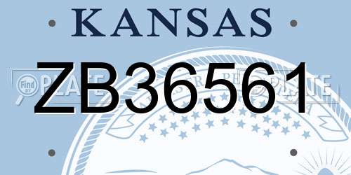 ZB36561 Kansas License Plate