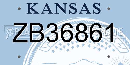 ZB36861 Kansas License Plate
