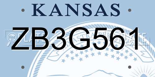 ZB3G561 Kansas License Plate