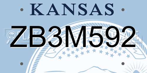 ZB3M592 Kansas License Plate