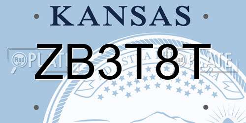 ZB3T8T Kansas License Plate