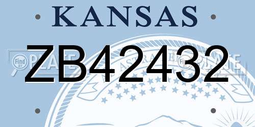 ZB42432 Kansas License Plate