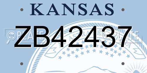 ZB42437 Kansas License Plate