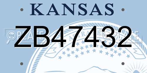 ZB47432 Kansas License Plate