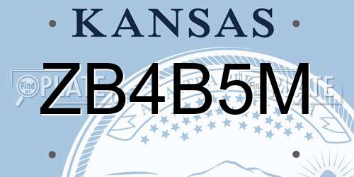 ZB4B5M Kansas License Plate