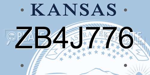 ZB4J776 Kansas License Plate
