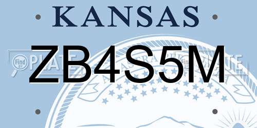 ZB4S5M Kansas License Plate